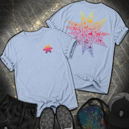Colorful Stellated Dodecahedron 2 Sided Comfort T-Shirt - Colorful Stellated Dodecahedron 2 Sided Comfort T-Shirt - Washed Denim