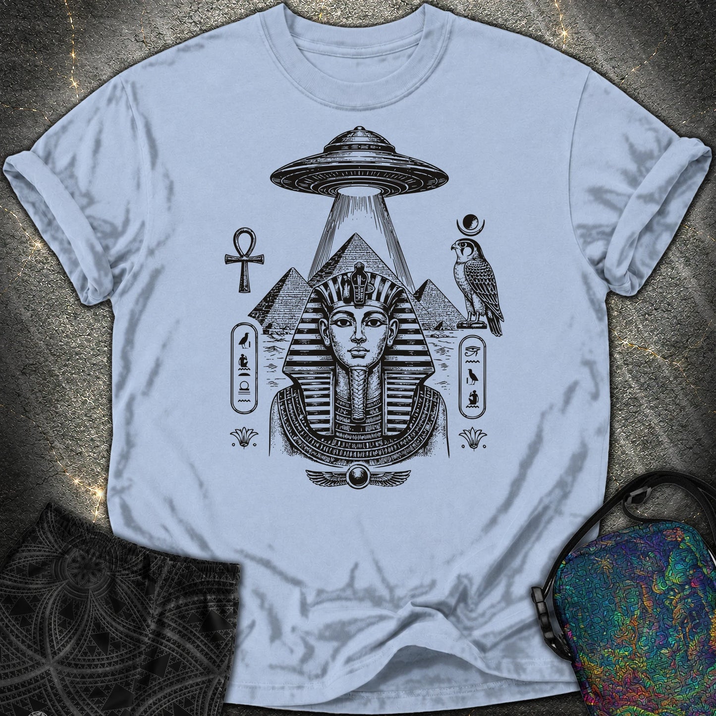 Pharaoh Under the Alien Light - Pharaoh Under the Alien Light Comfort T-Shirt - Washed Denim