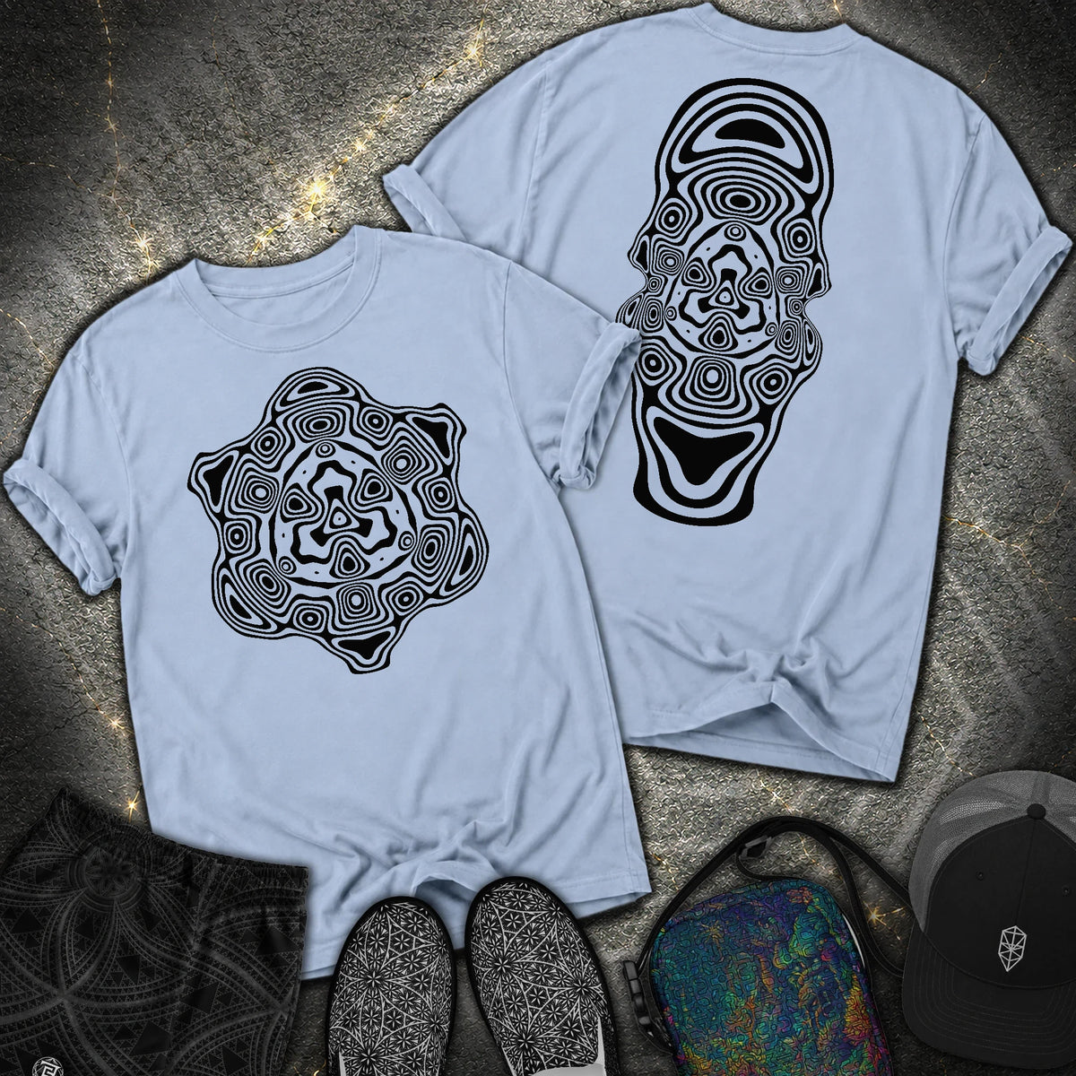 Mind Blown Black 2 Sided Comfort T-Shirt - Mind Blown Black 2 Sided Comfort T-Shirt - Washed Denim