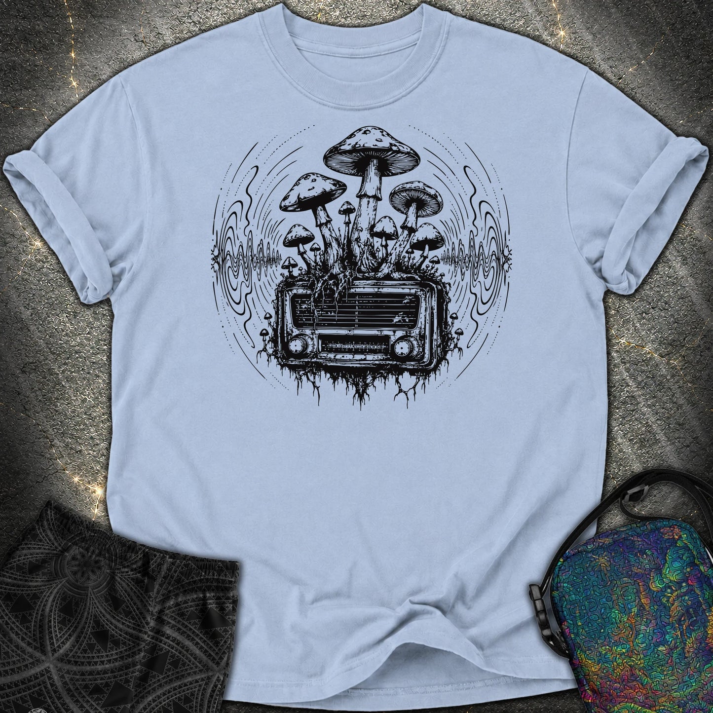 Mushroom Radio - Mushroom Radio Comfort T-Shirt - Washed Denim