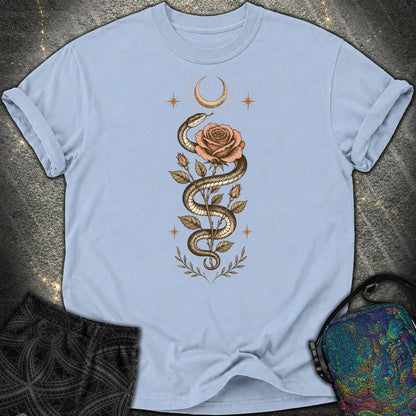 Snake Rose Moon - Snake Rose Moon Comfort T-Shirt - Washed Denim