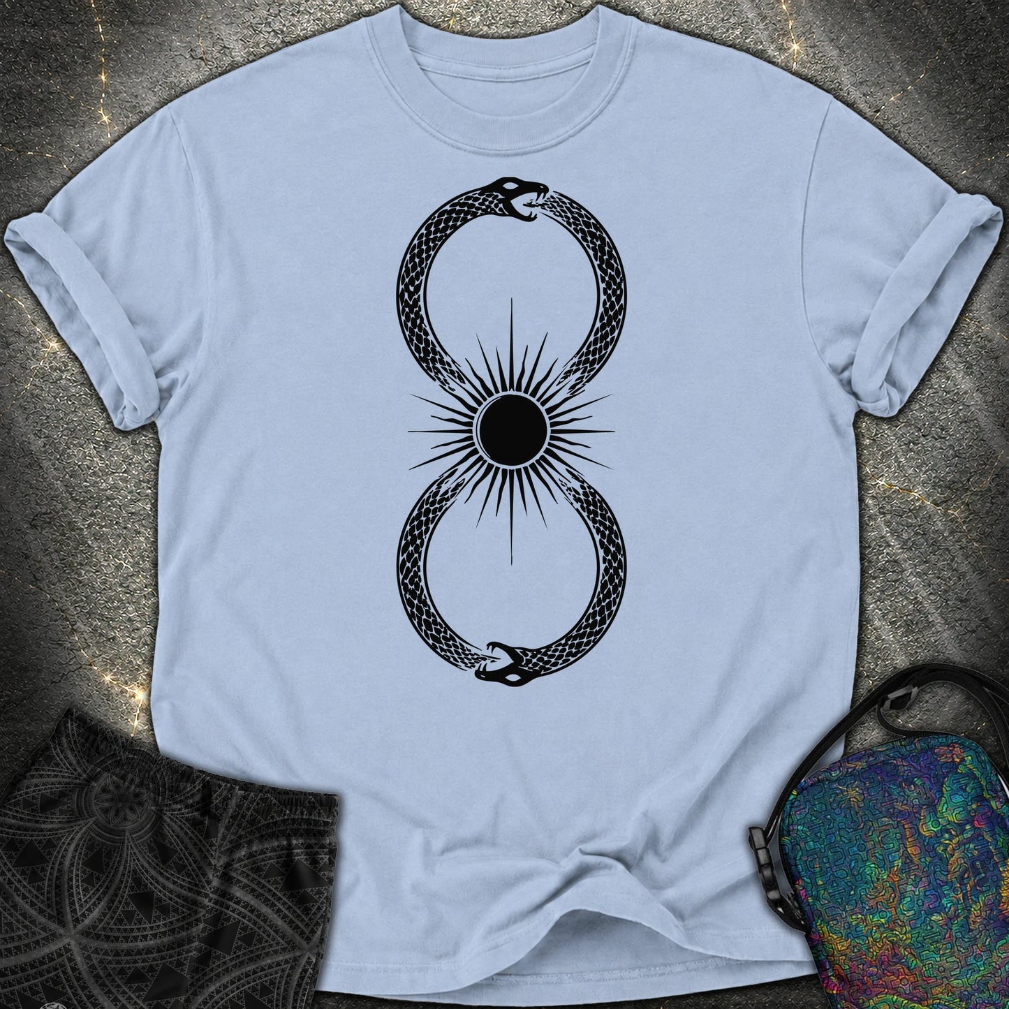 Ouroboros Sun - Ouroboros Sun Comfort T-Shirt - Washed Denim