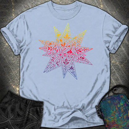 Colorful Stellated Dodecahedron Comfort T-Shirt - Colorful Stellated Dodecahedron Comfort T-Shirt - Washed Denim