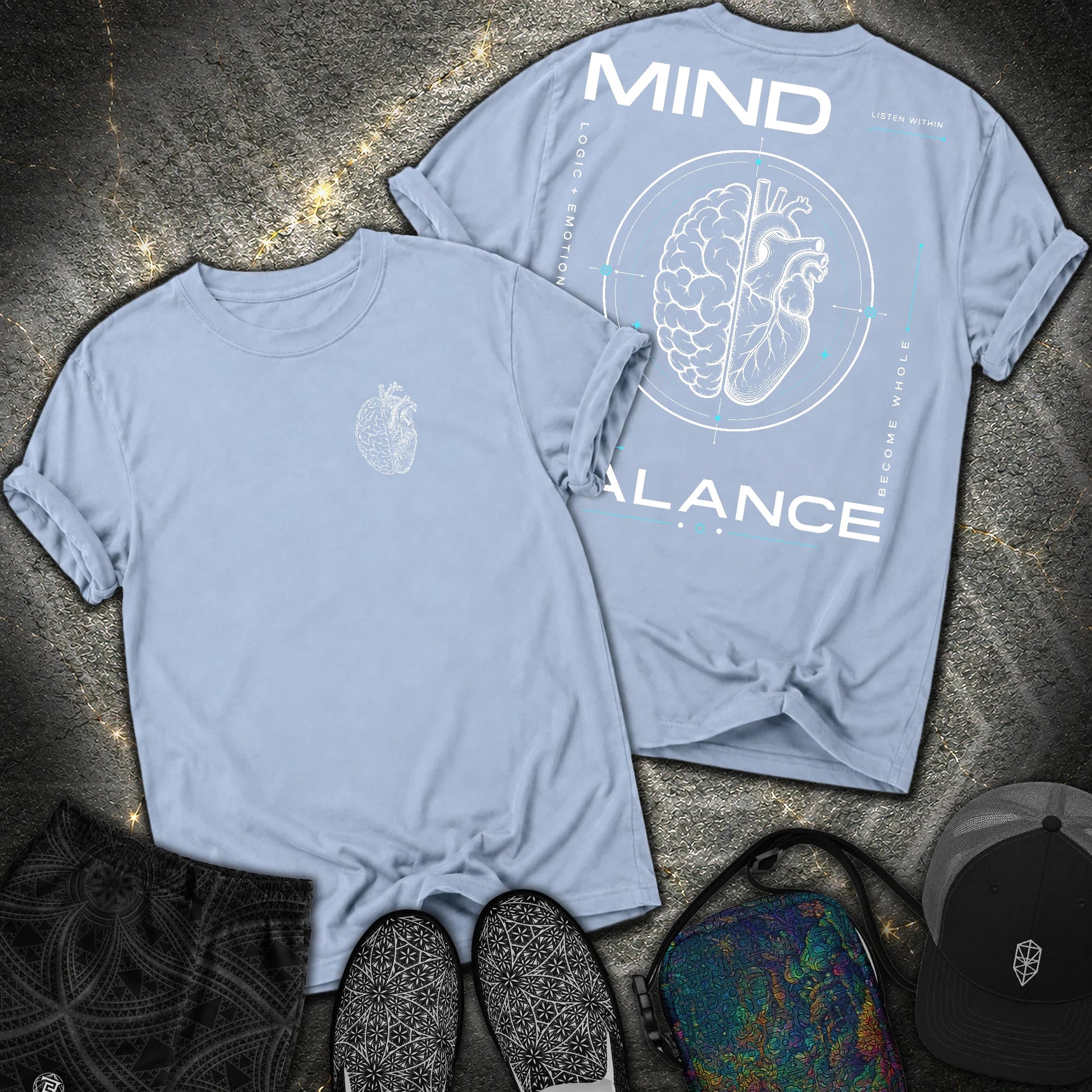 Mind Balance 2 Sided Comfort T-Shirt - Mind Balance 2 Sided Comfort T-Shirt - Washed Denim