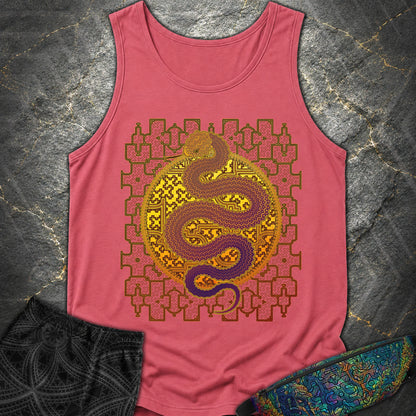 Shipibo Kene Cosmic Snake - Shipibo Kene Cosmic Snake Tank Top - Watermelon
