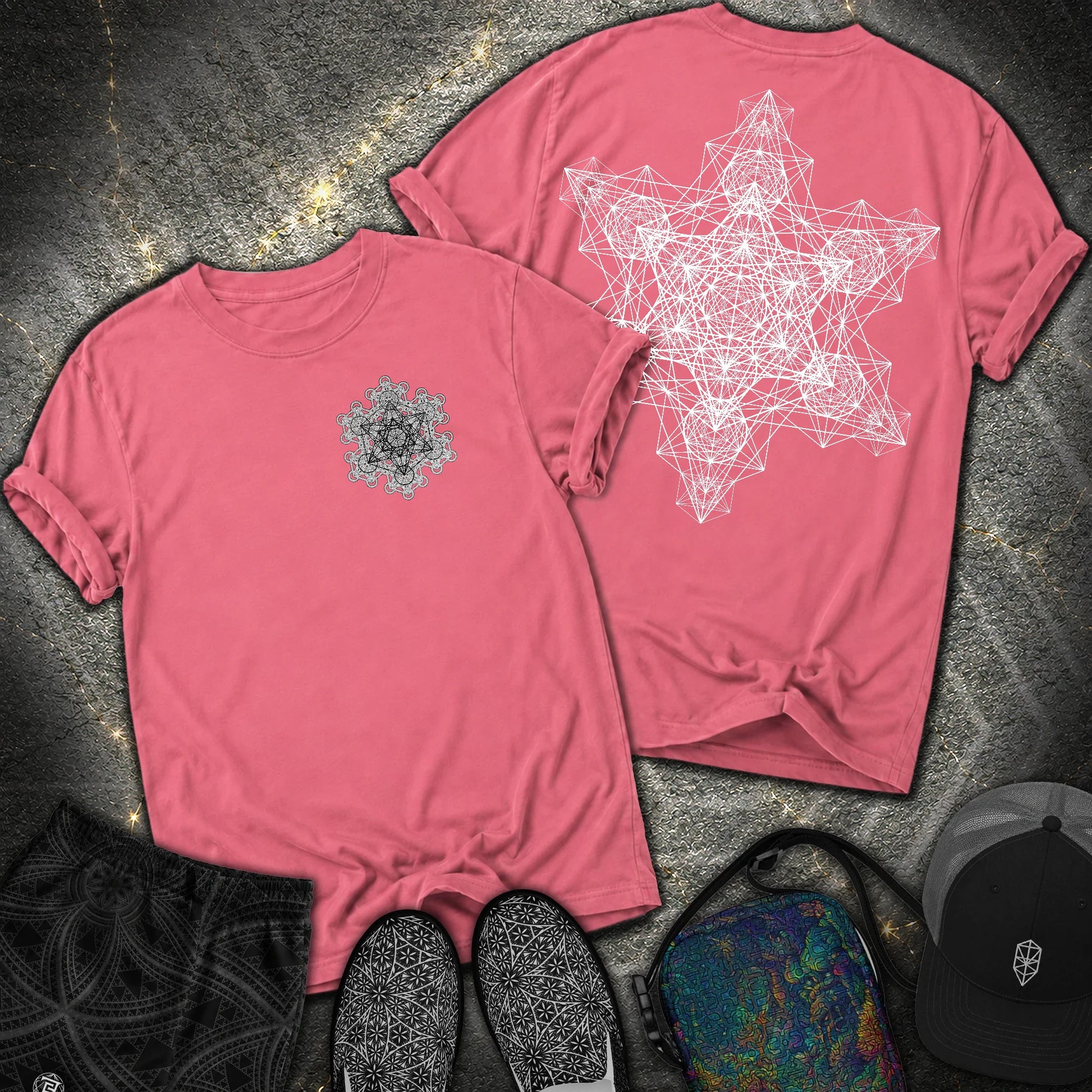 Metatron Fractal Star 2 Sided Comfort T-shirt - Metatron Fractal Star 2 Sided Comfort T-shirt - Watermelon