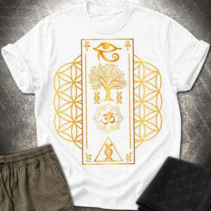 Flower Of Life Horus Egypt T-Shirt - Flower Of Life Horus Egypt T-Shirt - White