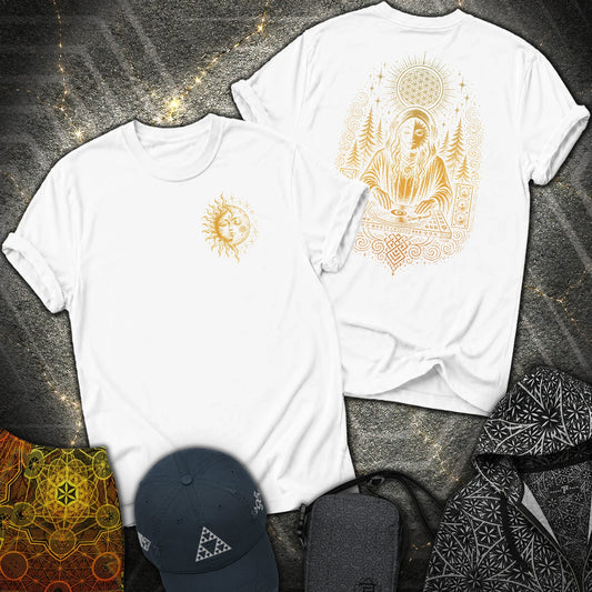Celestial Sun Moon Mystic DJ Shirt 2 Sided T-Shirt - Celestial Sun Moon Mystic DJ Shirt 2 Sided T-Shirt - White