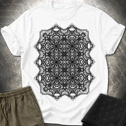 Monochrome Geometric Nexus - Monochrome Geometric Nexus T-Shirt - White