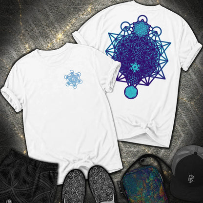 All The Sacred Geometry Comfort 2 Sided T-Shirt - All The Sacred Geometry Comfort 2 Sided T-Shirt - White