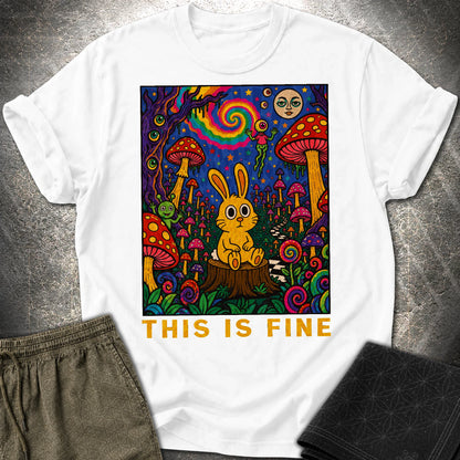 This Is Fine Rabbit T-Shirt - This Is Fine Rabbit T-Shirt - White