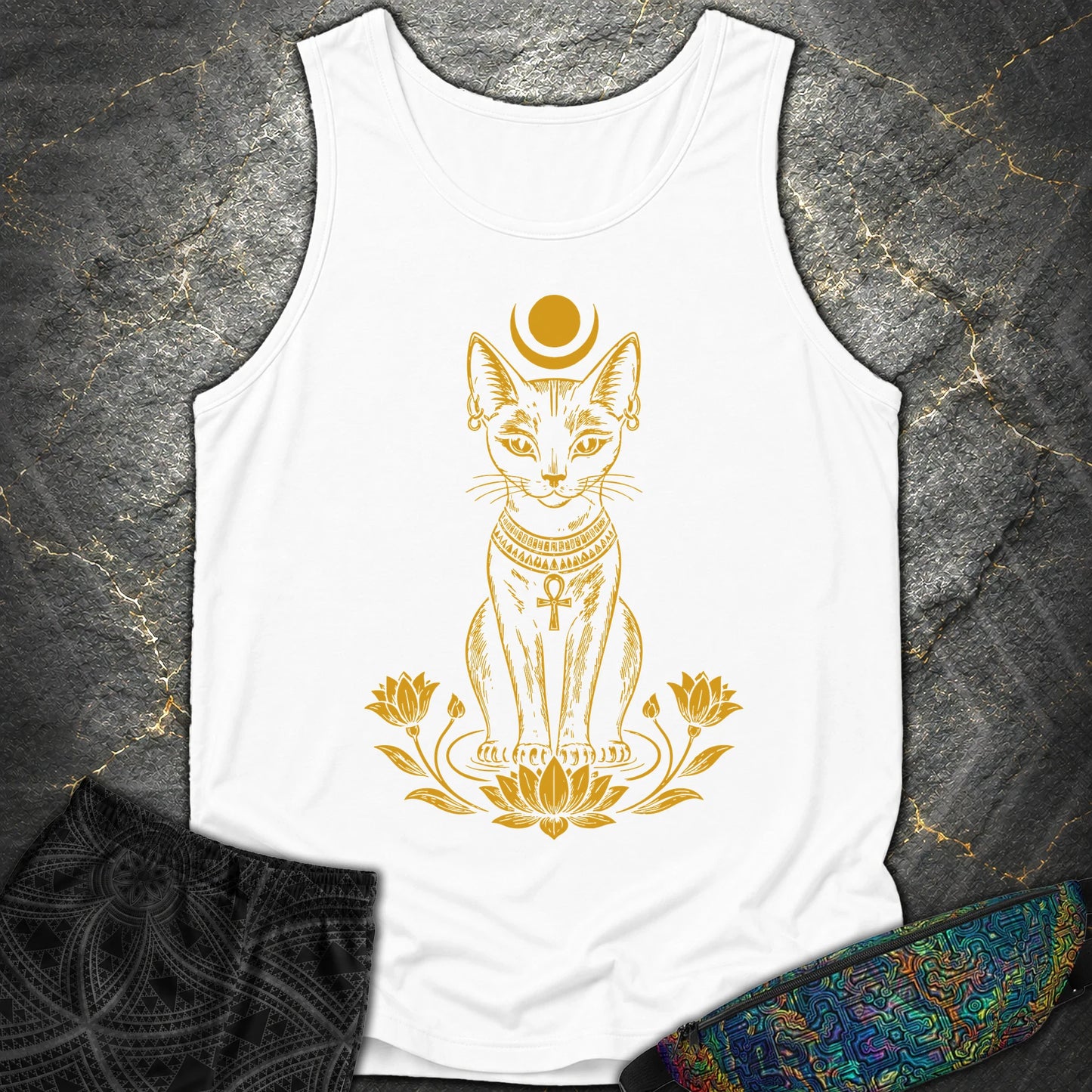 Sacred Cat of the Moon - Sacred Cat of the Moon Comfort Tank Top - White
