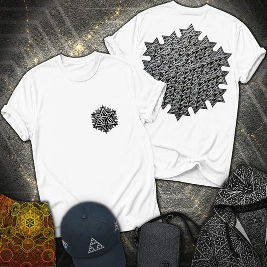 Sacred Silver Merkaba 2 Sided T-Shirt - Sacred Silver Merkaba 2 Sided T-Shirt - White