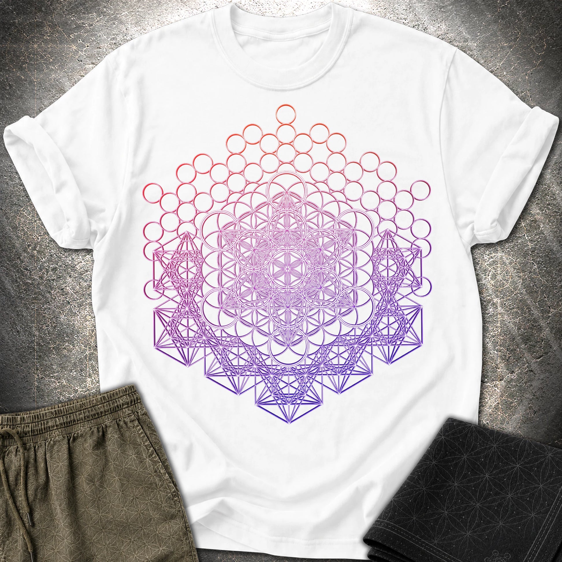 Metatron And Flower Connection - Metatron And Flower Connection T-Shirt - White