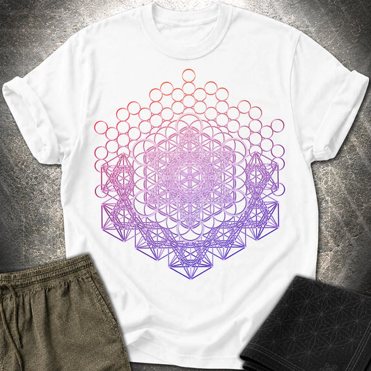 Metatron And Flower Connection - Metatron And Flower Connection T-Shirt - White