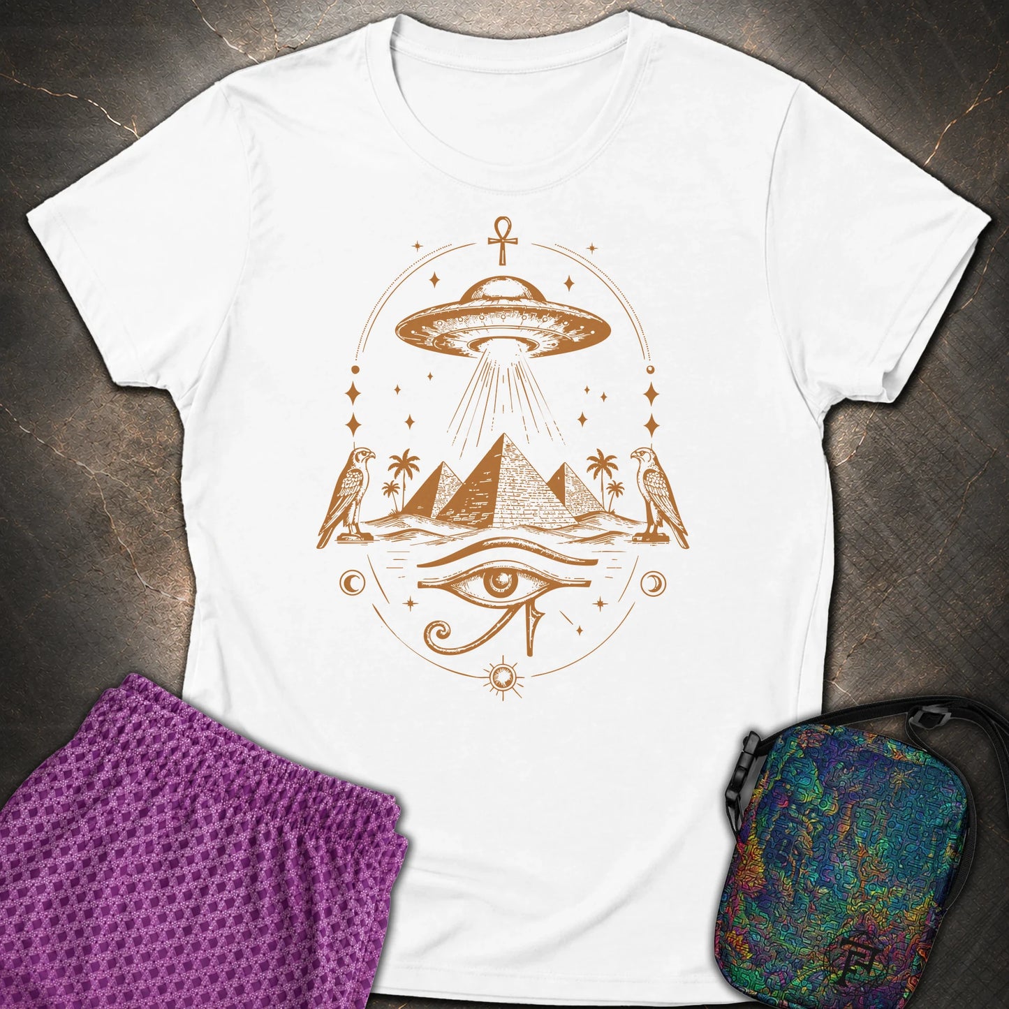 Starship Above the Sacred Pyramids - Starship Above the Sacred Pyramids Womens T-Shirt - White