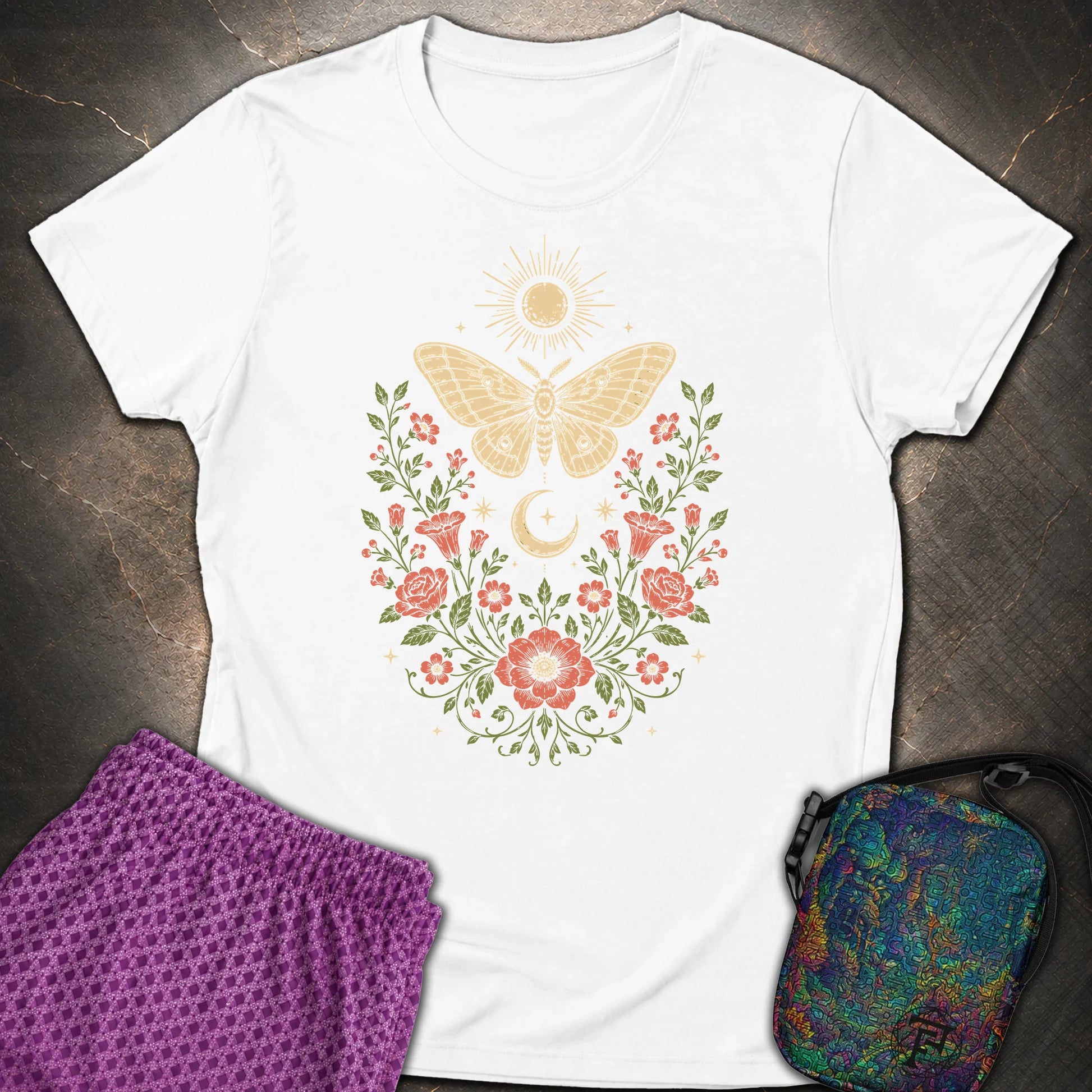 Sun Moon Moth - Sun Moon Moth Womens T-Shirt - White