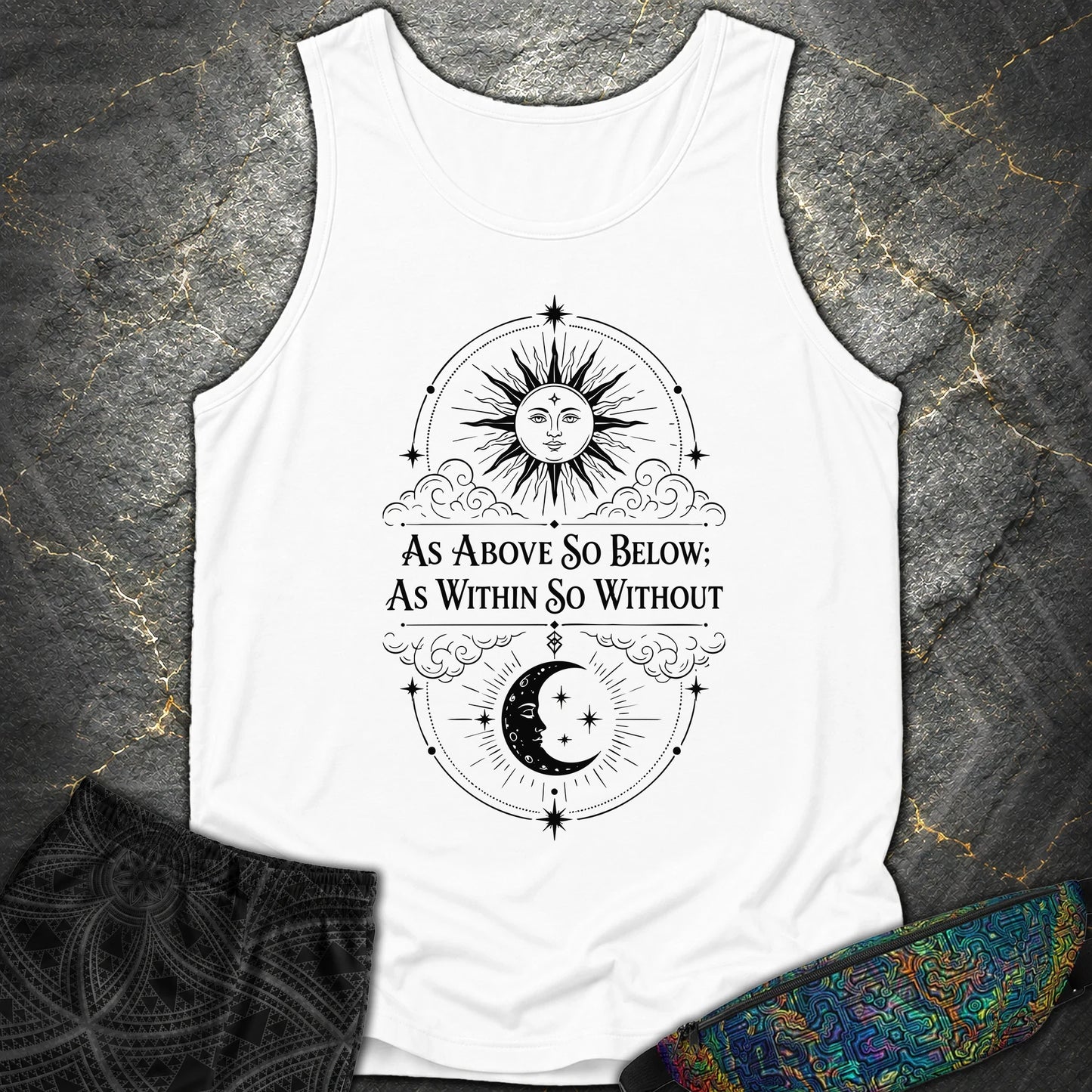 As Above So Below Sun Moon - As Above So Below Sun Moon Comfort Tank Top - White