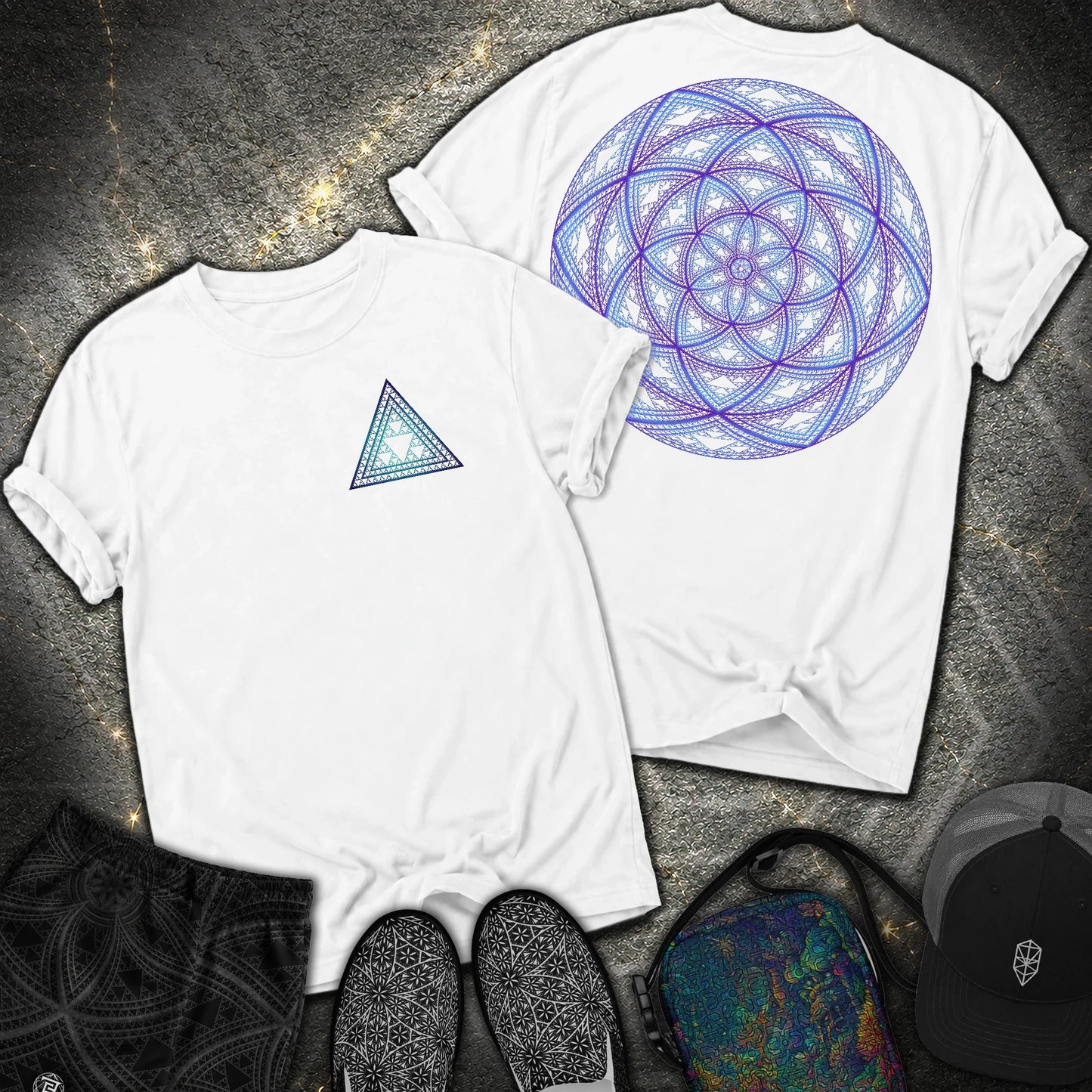 Sierpinski Seed Of Life 2 Sided Comfort T-Shirt - Sierpinski Seed Of Life 2 Sided Comfort T-Shirt - White