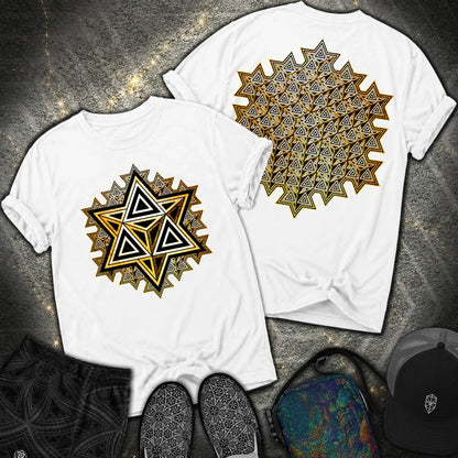 Sacred Gold Merkaba 2 Sided Comfort T-shirt - Sacred Gold Merkaba 2 Sided Comfort T-shirt - White