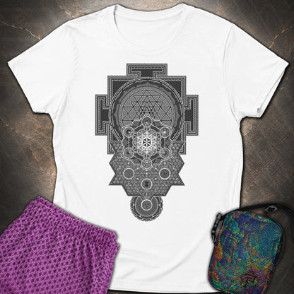 Sri Yantra Intricate Sacred Patterns - Sri Yantra Intricate Sacred Patterns Womens T-Shirt - White