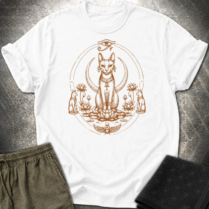 Sacred Cat Among Lotus Blooms - Sacred Cat Among Lotus Blooms T-Shirt - White