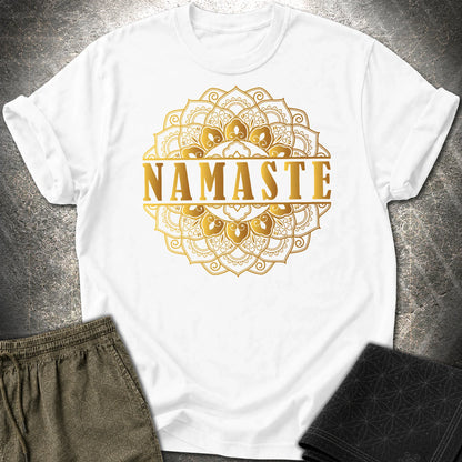 Namaste Gold Mandala T-Shirt - Namaste Gold Mandala T-Shirt - White