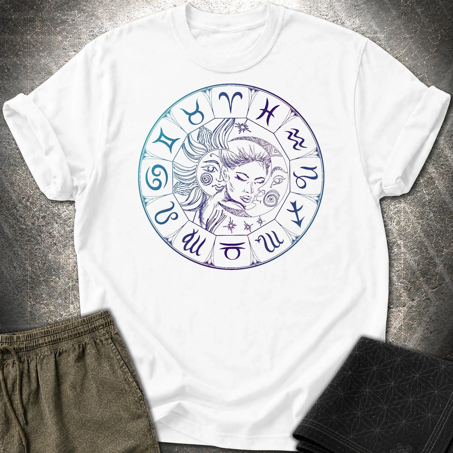 Sun Moon Zodiac T-Shirt - Sun Moon Zodiac T-Shirt - White
