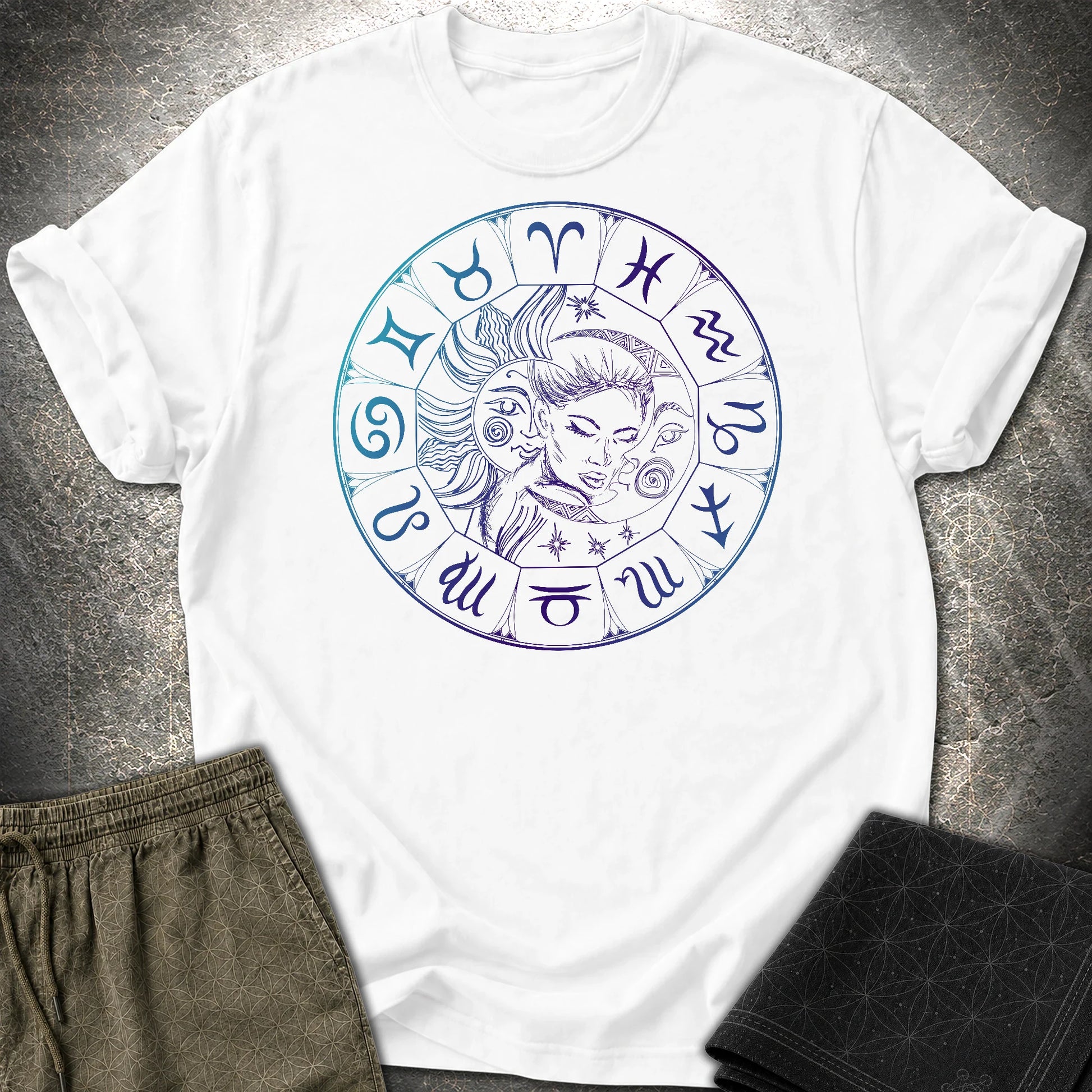 Sun Moon Zodiac T-Shirt - Sun Moon Zodiac T-Shirt - White