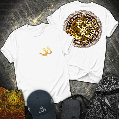 Ohm Sanskrit Scriptures 2 Sided T-Shirt - Ohm Sanskrit Scriptures 2 Sided T-Shirt - White