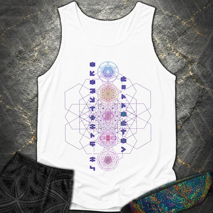 Everything Is Connected Sacred Geometry T-Shirt - Everything Is Connected Sacred Geometry Comfort Tank Top - White