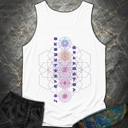 Everything Is Connected Sacred Geometry T-Shirt - Everything Is Connected Sacred Geometry Comfort Tank Top - White