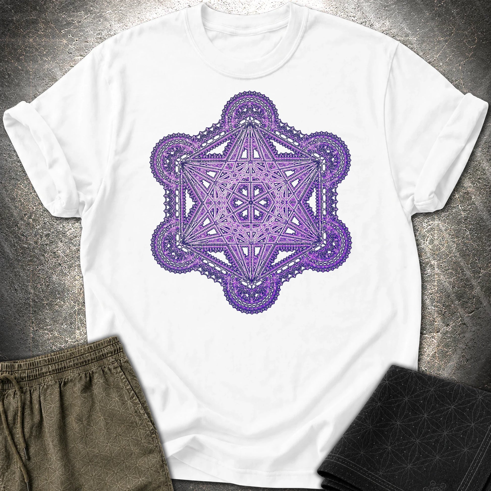 Intricate Metatron's Cube T-Shirt - Intricate Metatron's Cube T-Shirt - White