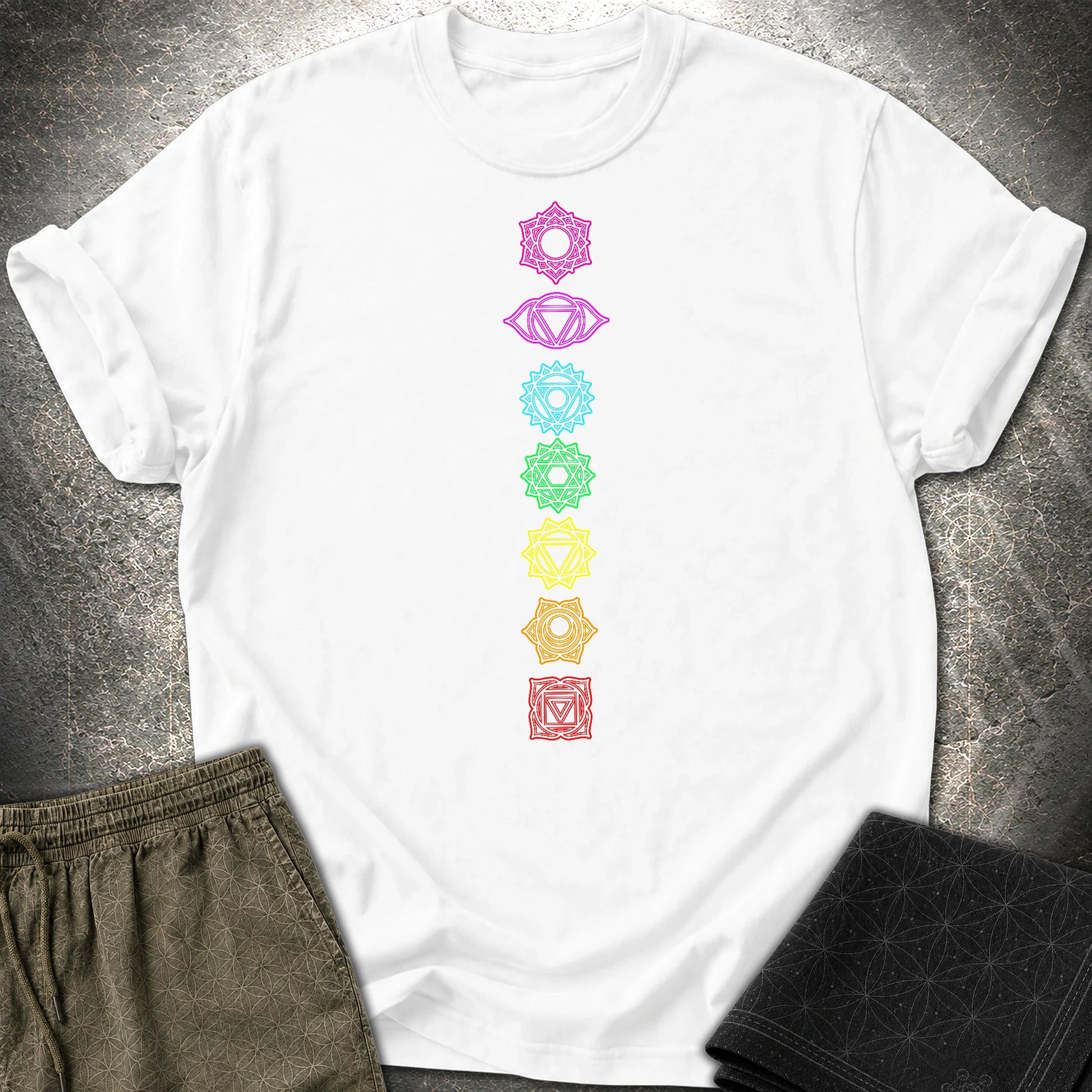 7 Chakras T-Shirt - 7 Chakras T-Shirt - White