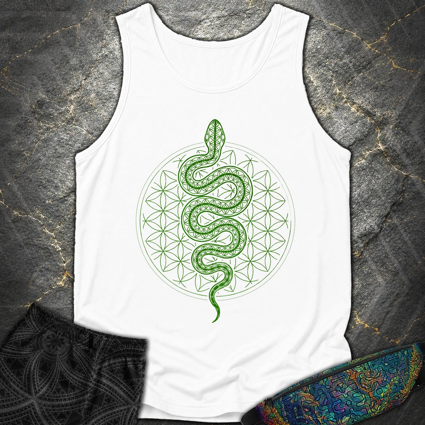 Flower of Life Serpent Comfort Tank Top - Flower of Life Serpent Comfort Tank Top - White