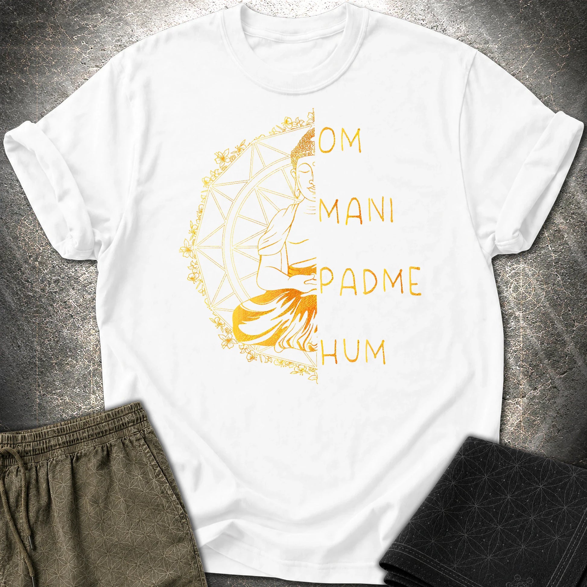 Om Mani Padme Hum Buddha T-Shirt - Om Mani Padme Hum Buddha T-Shirt - White