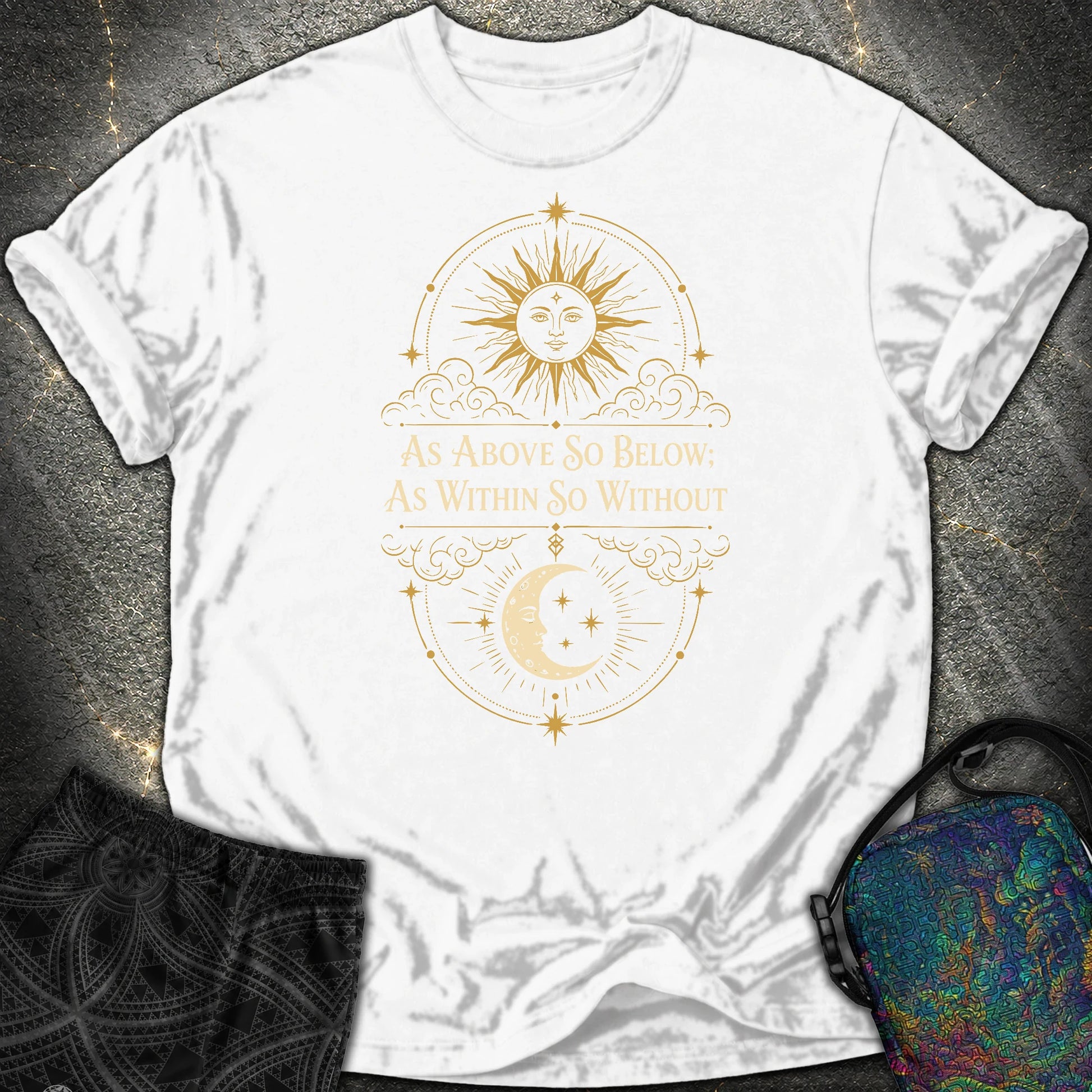 As Above So Below Sun Moon Colored - As Above So Below Sun Moon Colored Comfort T-Shirt - White
