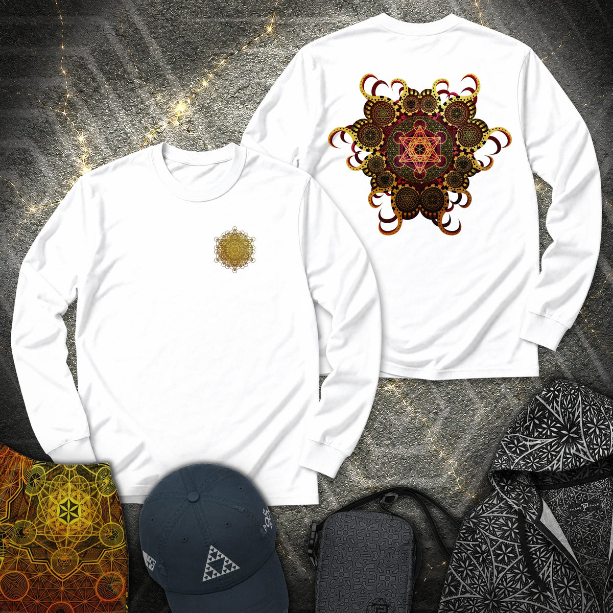 Organic Metatron 2 Sided - Organic Metatron 2 Sided Long Sleeve Shirt - White