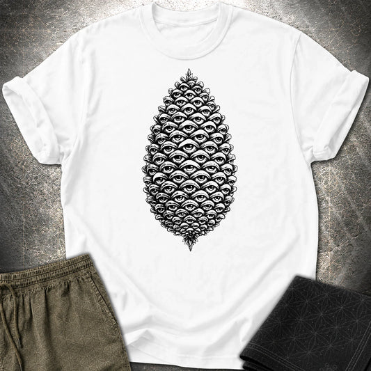 All Seeing Pinecone Black T-Shirt - All Seeing Pinecone Black T-Shirt - White