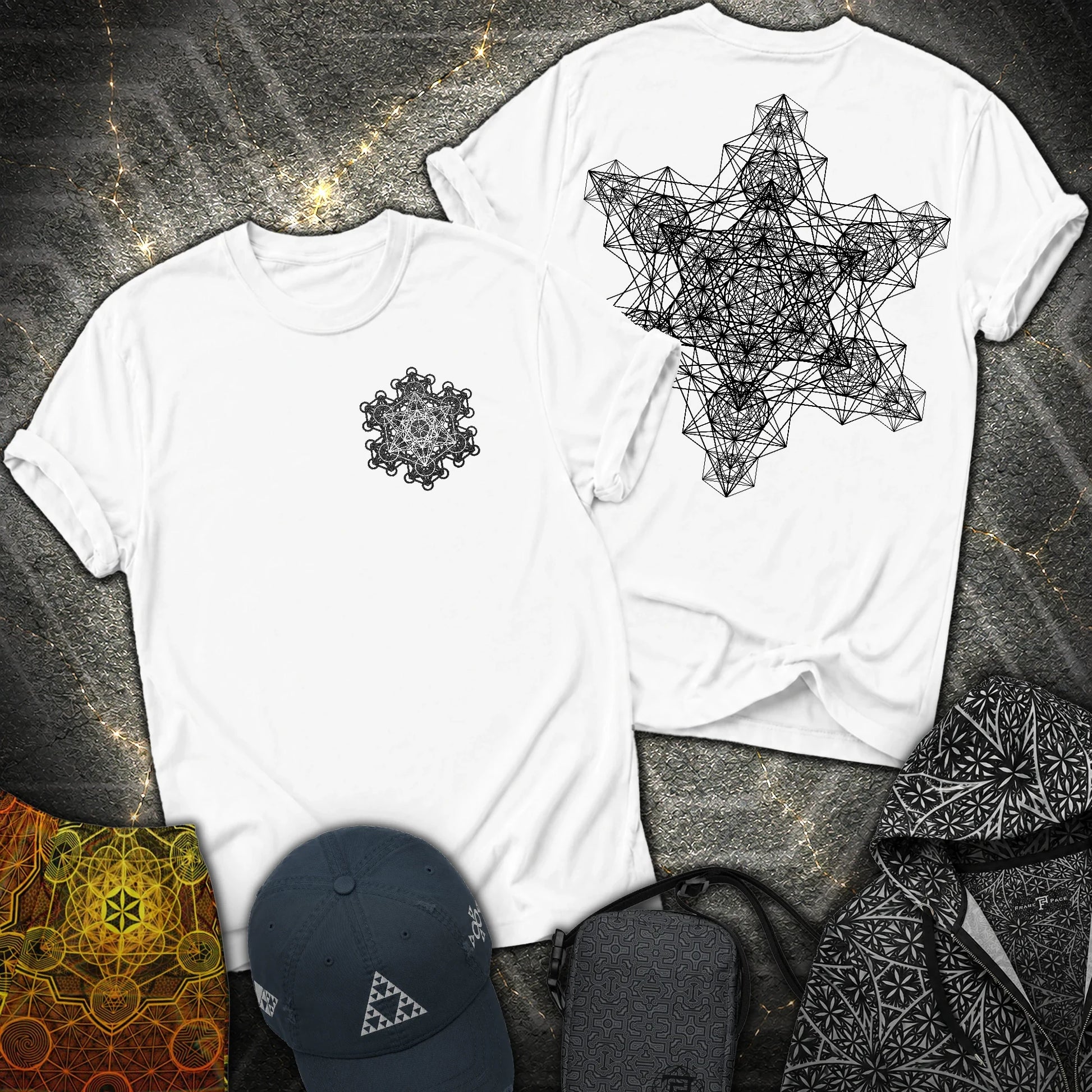 Metatron Fractal Star 2 Sided T-Shirt - Metatron Fractal Star 2 Sided T-Shirt - White