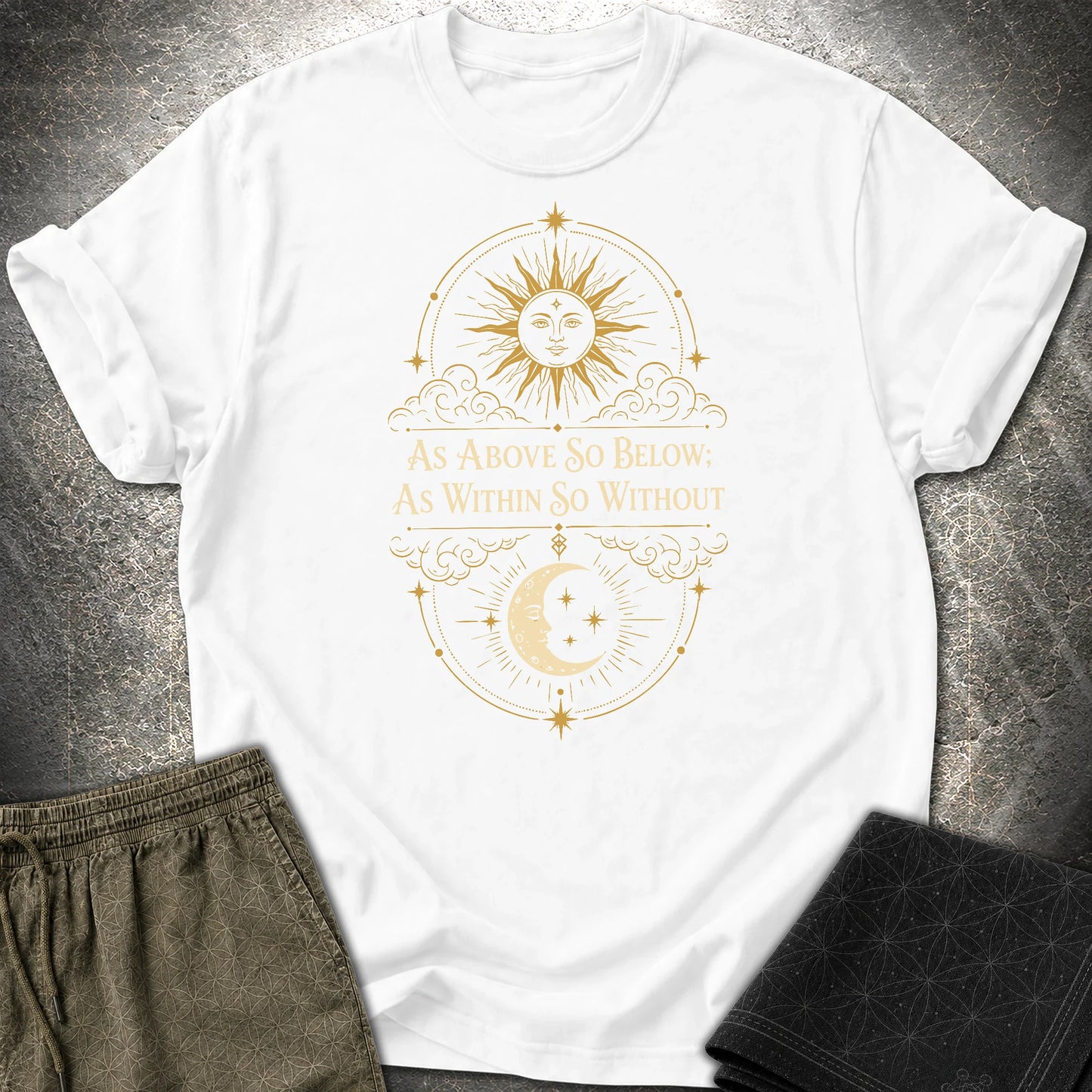 As Above So Below Sun Moon Colored - As Above So Below Sun Moon Colored T-Shirt - White