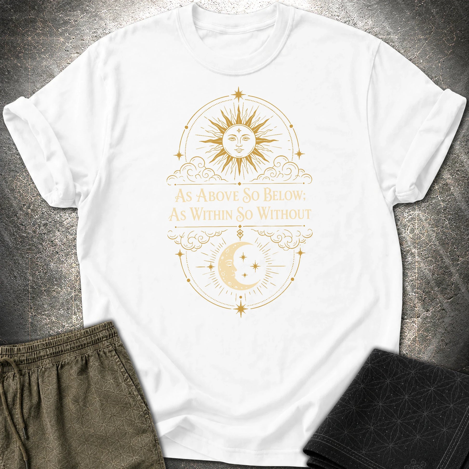 As Above So Below Sun Moon Colored - As Above So Below Sun Moon Colored T-Shirt - White