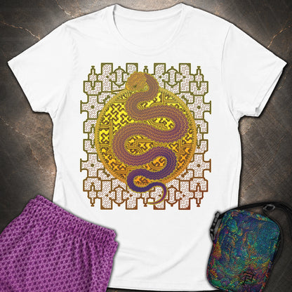 Shipibo Kene Cosmic Snake - Shipibo Kene Cosmic Snake Women's T-Shirt - White