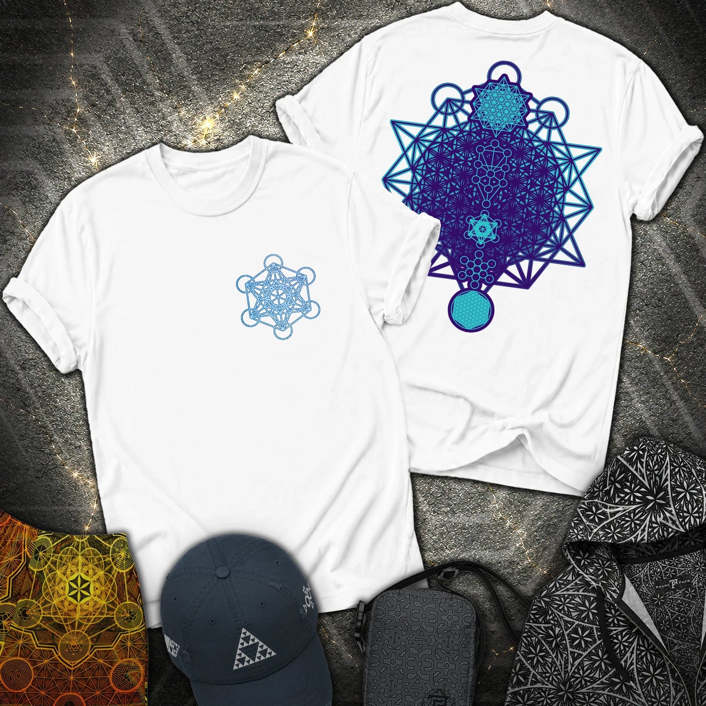 All The Sacred Geometry Metatron 2 Sided T-Shirt - All The Sacred Geometry Metatron 2 Sided T-Shirt - White