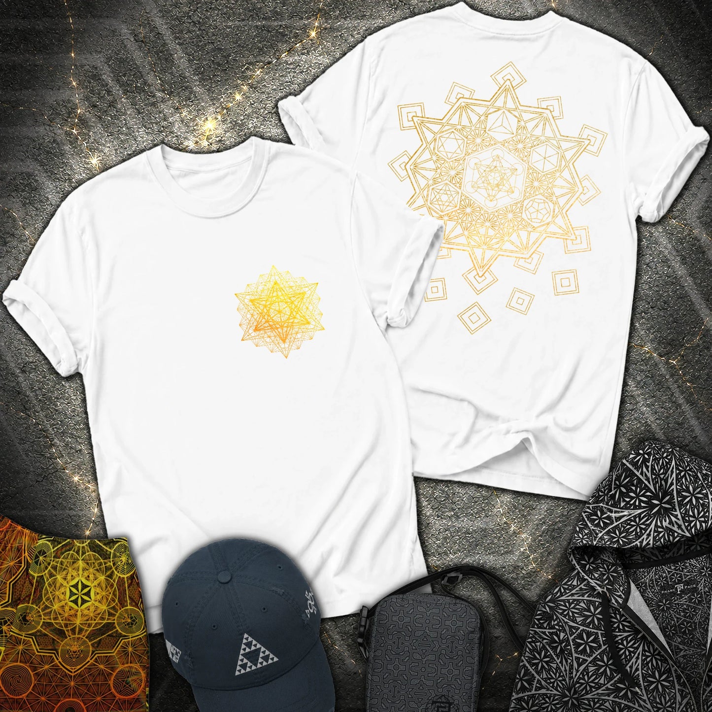 Metatron Platonic Solids 2 Sided T-Shirt - Metatron Platonic Solids 2 Sided T-Shirt - White