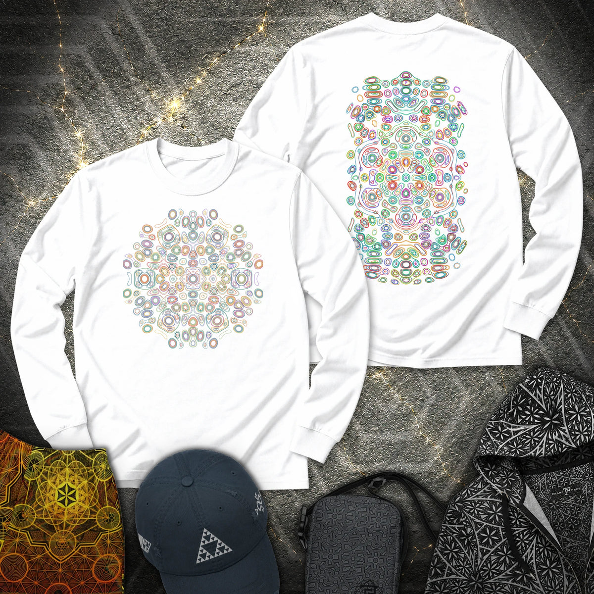 Frequency Of Color 2 Sided - Frequency Of Color 2 Sided Long Sleeve Shirt - White