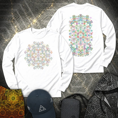 Frequency Of Color 2 Sided - Frequency Of Color 2 Sided Long Sleeve Shirt - White