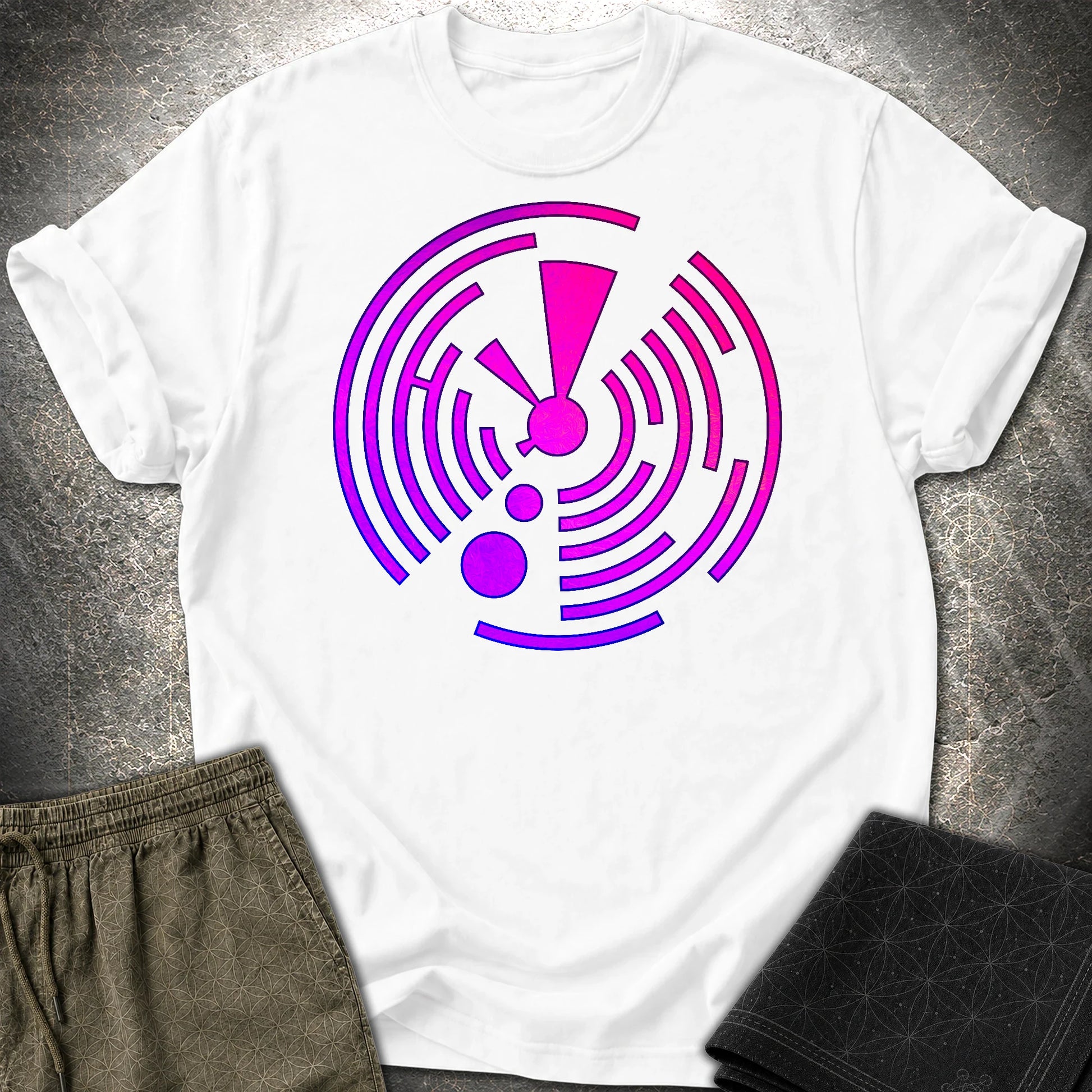 Crop Circle Electric Pink T-Shirt - Crop Circle Electric Pink T-Shirt - White