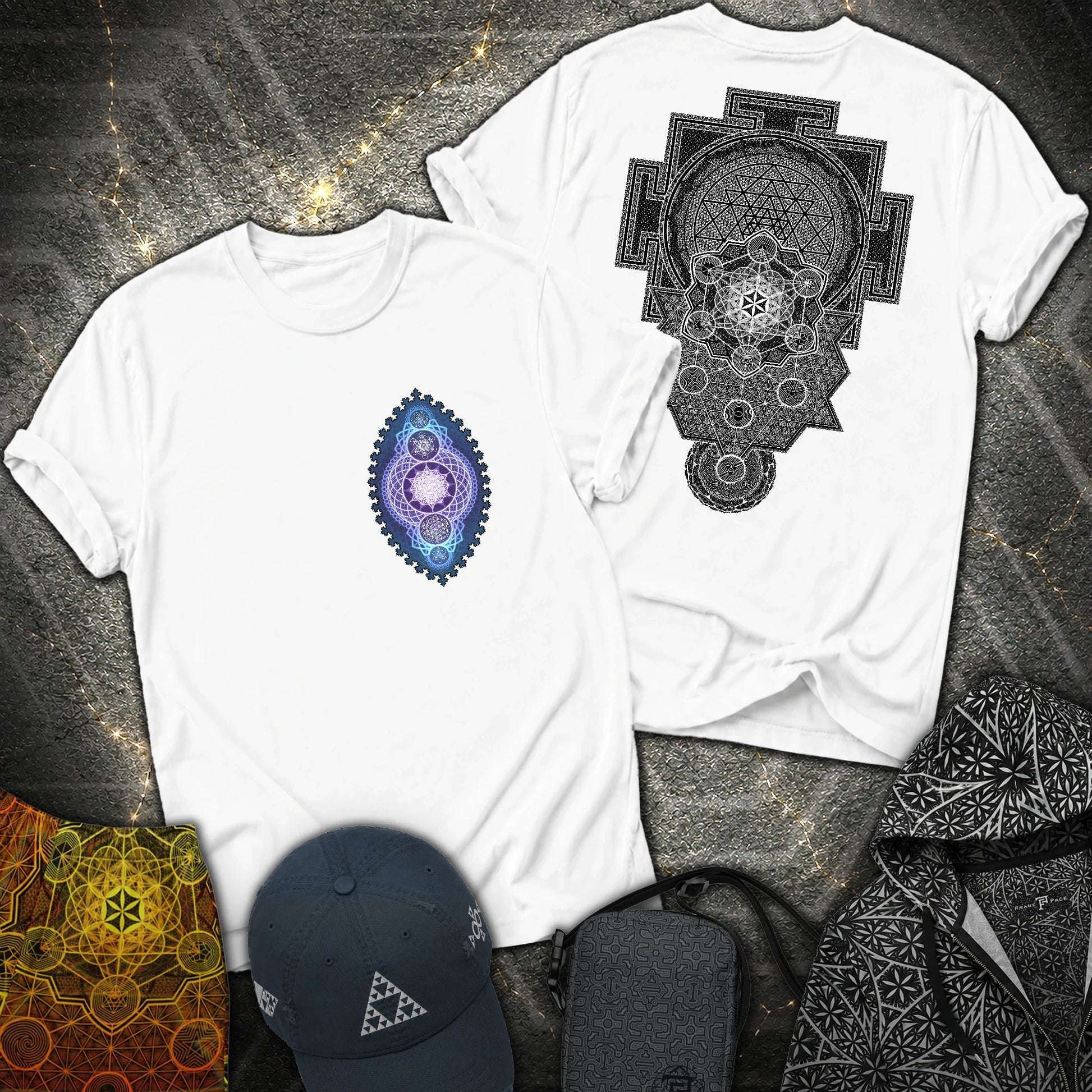 Ultimate Sacred Geometry 2 Sided T-Shirt - Ultimate Sacred Geometry 2 Sided T-Shirt - White
