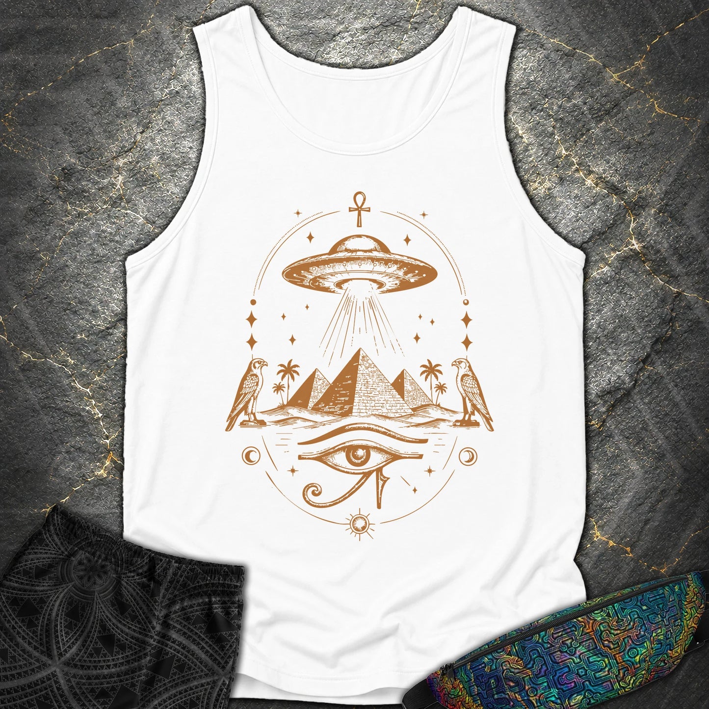 Starship Above the Sacred Pyramids - Starship Above the Sacred Pyramids Comfort Tank Top - White